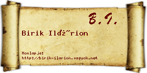 Birik Ilárion névjegykártya